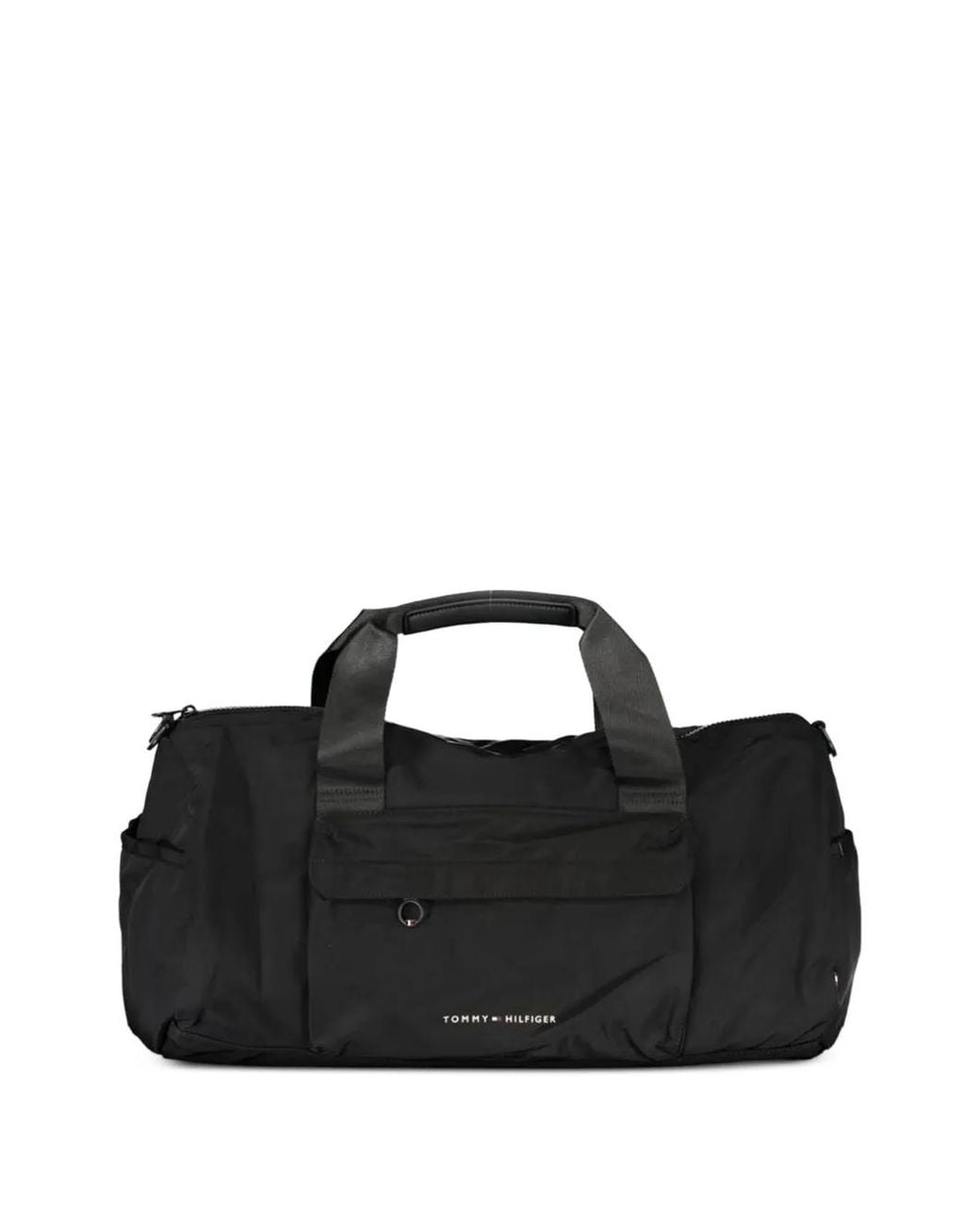 Tommy Hilfiger Black Logo-Lettering Duffel Bag for men