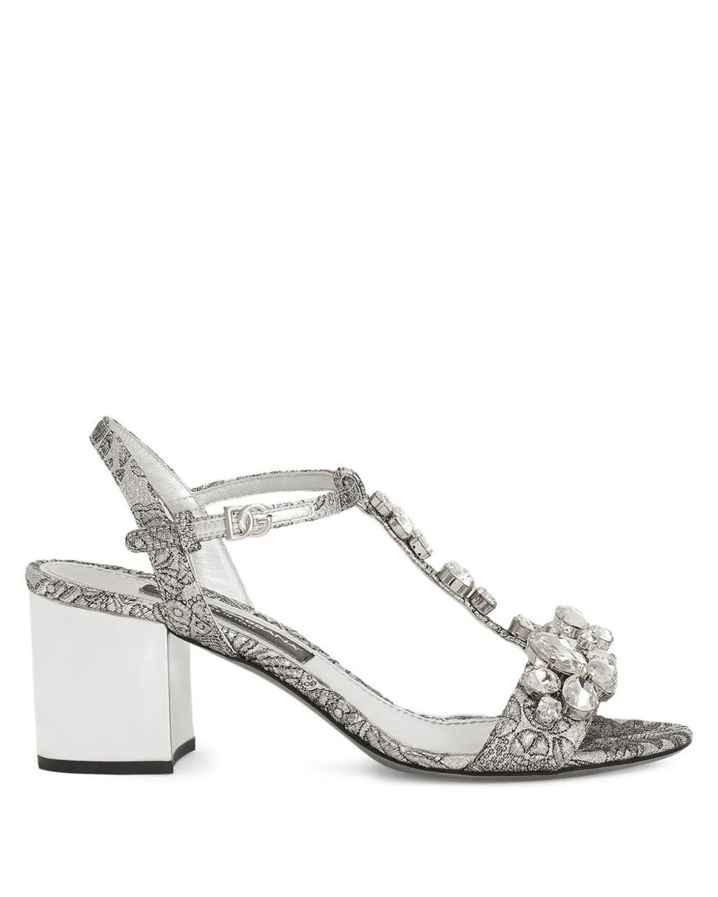 Dolce & Gabbana White 60Mm Crystal Brocade Block-Heel Sandals