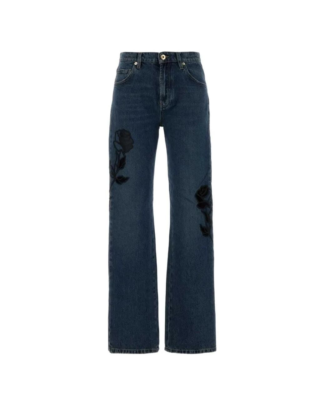 Blumarine Blue Rose-Patch Trousers