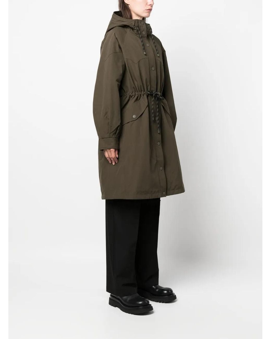 Woolrich Green Long-Line Drawstring Parka Coat