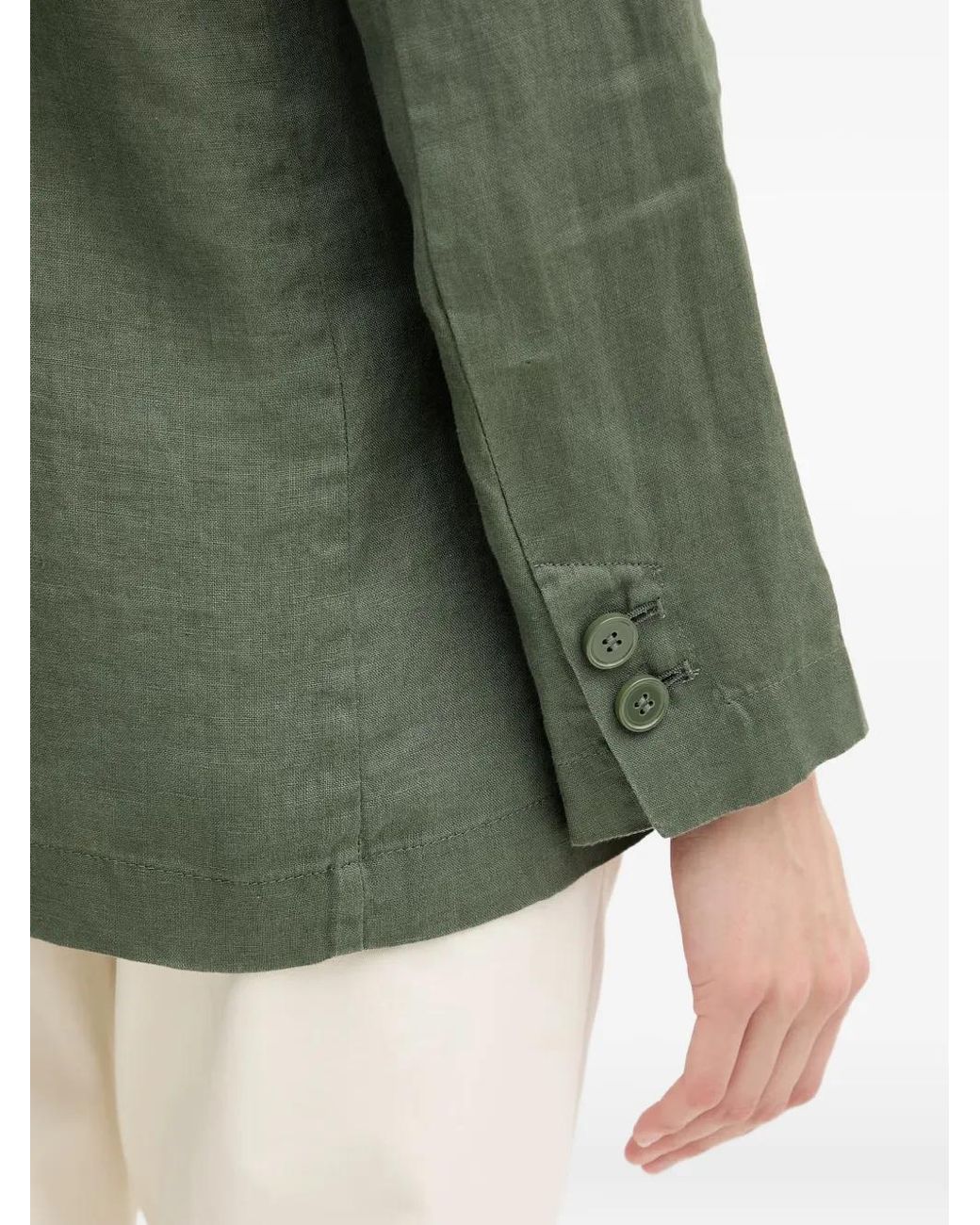 Benetton Green Veste À Boutonnière Et Revers Crantés
