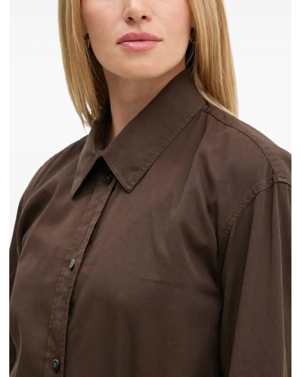 Won Hundred Brown Buttoned Long-Sleeve Shirt