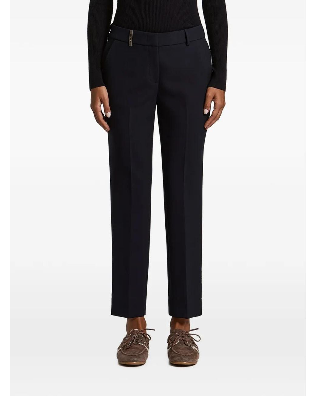 Peserico Black Embellished Cropped Trousers