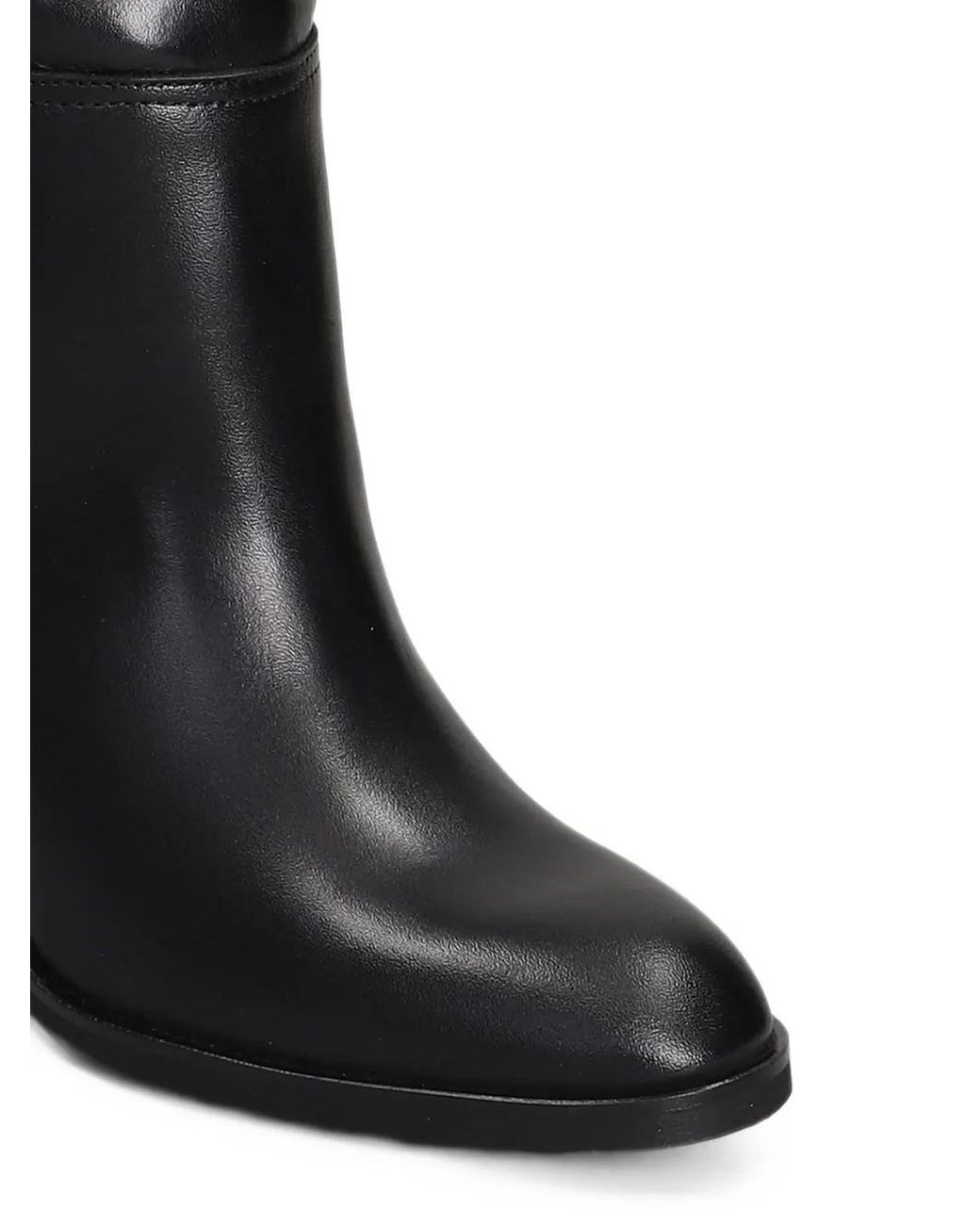 Chantal Black Buckle-Detail Knee-High Boots