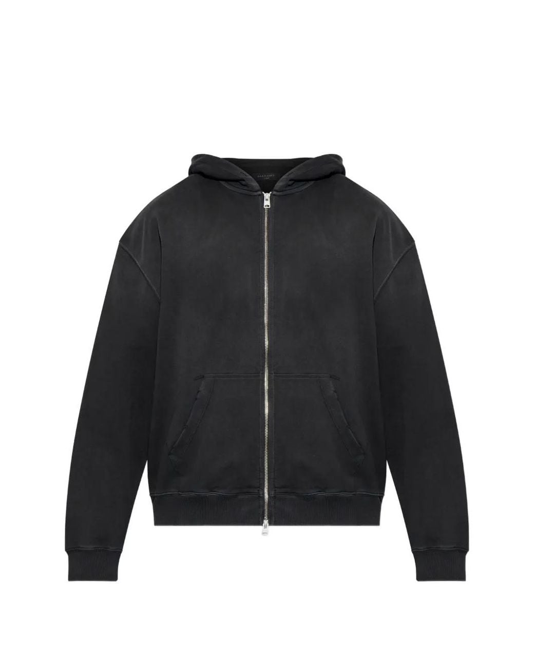 AllSaints Black Logo-Detail Zip-Up Hoodie for men