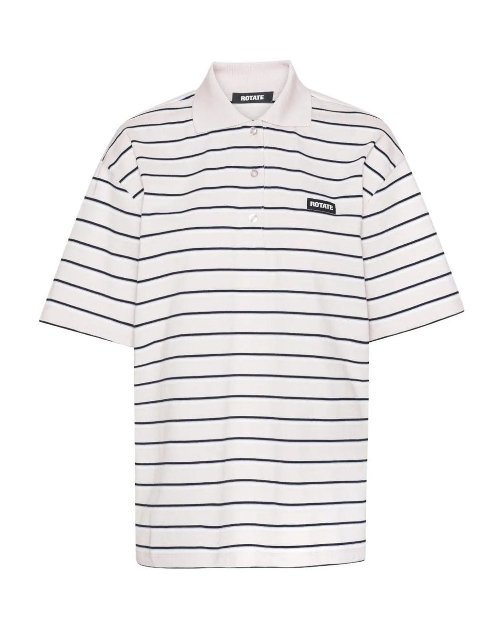 ROTATE BIRGER CHRISTENSEN White Oversize Striped Polo Shirt