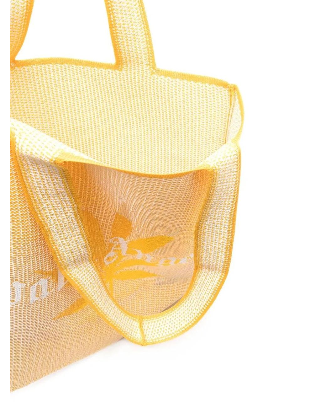 Palm Angels Yellow Rafia Logo Shopping Bag for men