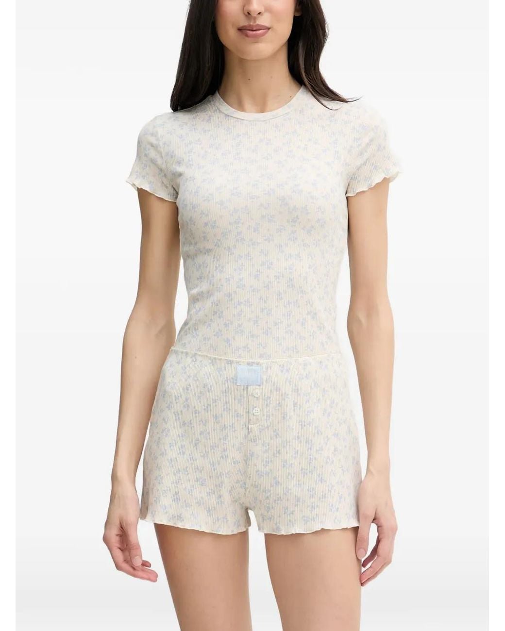 Guess White Floral-Print Pyjamas Set