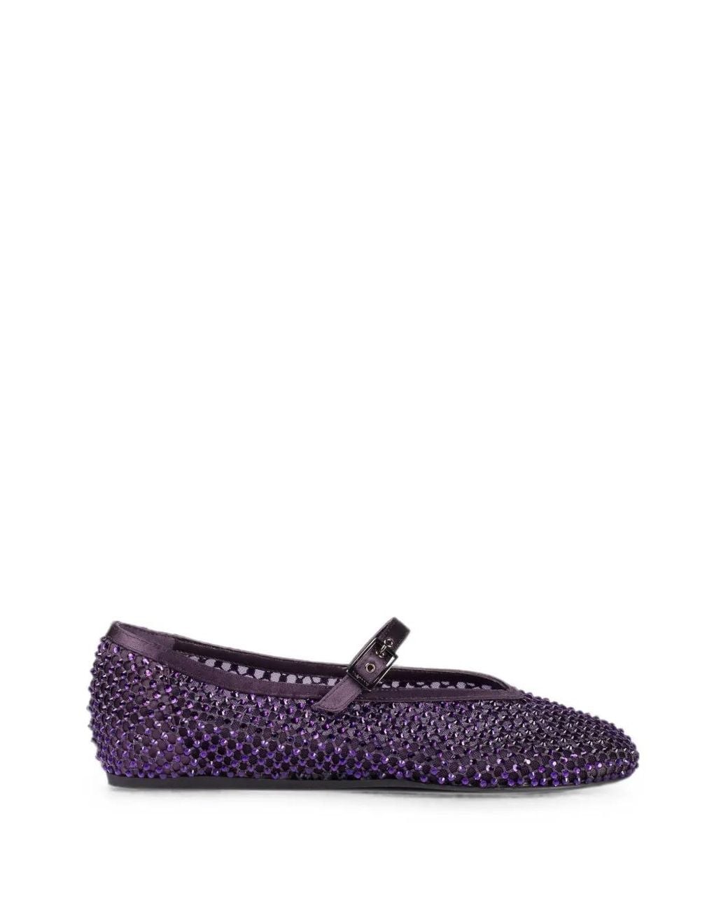 Le Silla Purple Gilda Crystal-Embellished Mesh Ballet Flats