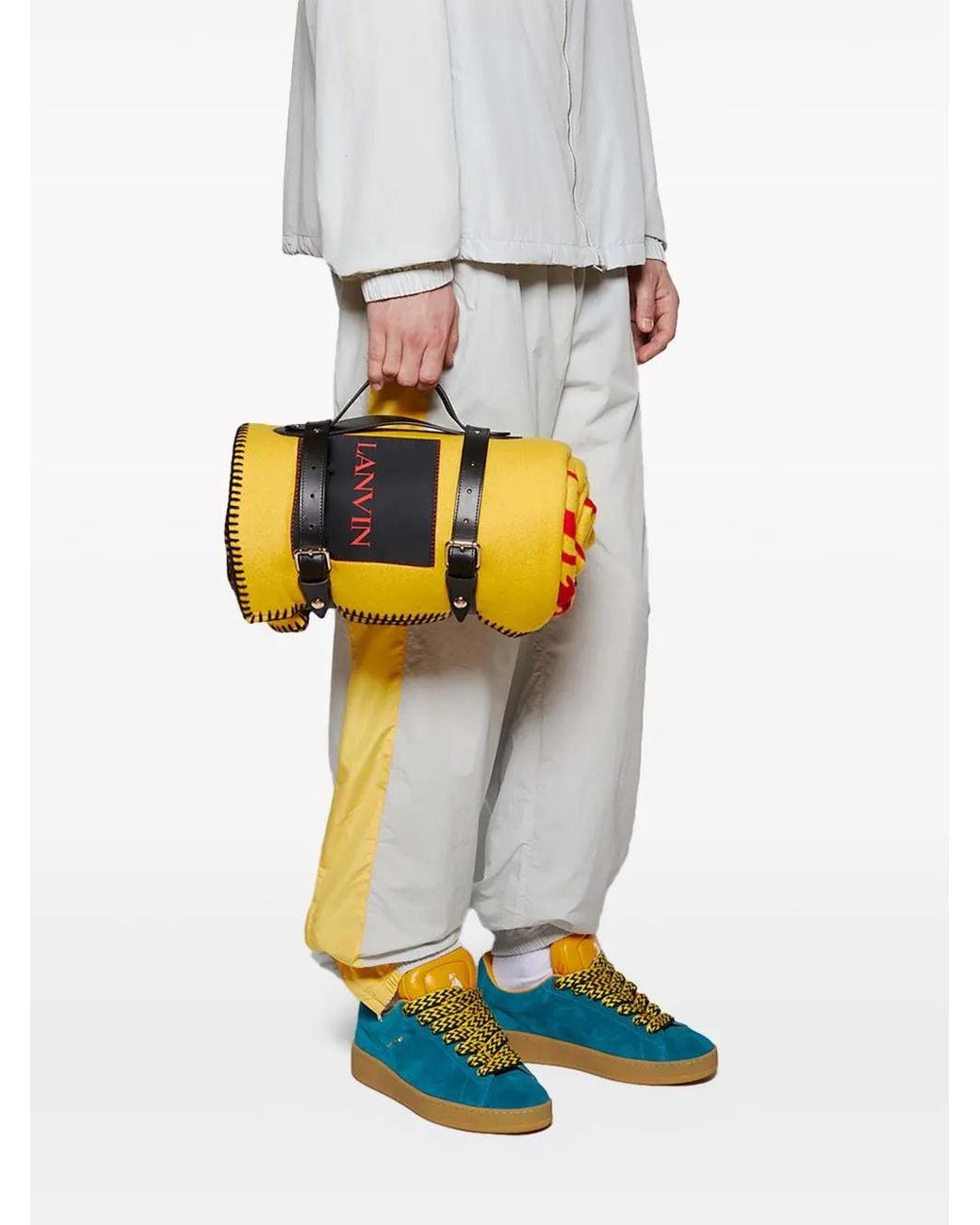 Lanvin Blue X Future Hyper Curb Suede Sneakers for men