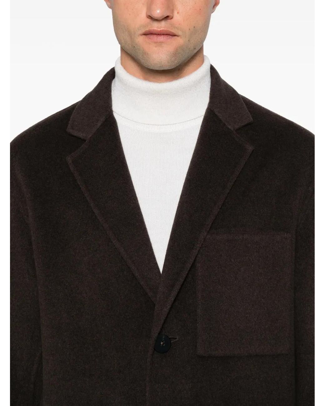 DUNO Brown Single-Breasted Wool Coat for men