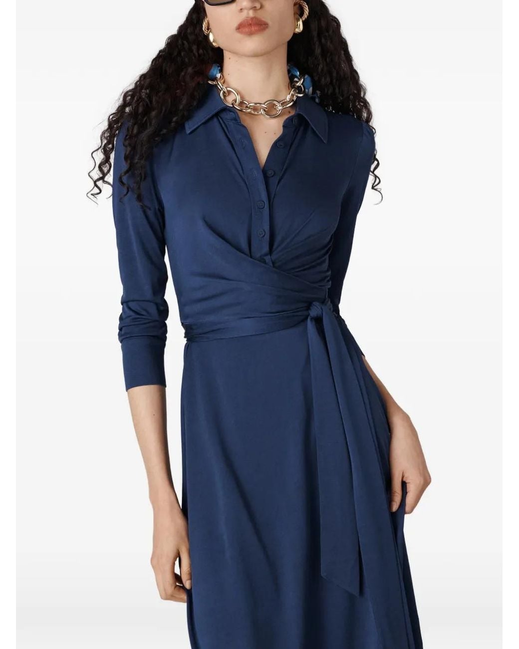 Diane von Furstenberg Blue Sana Midi Dress