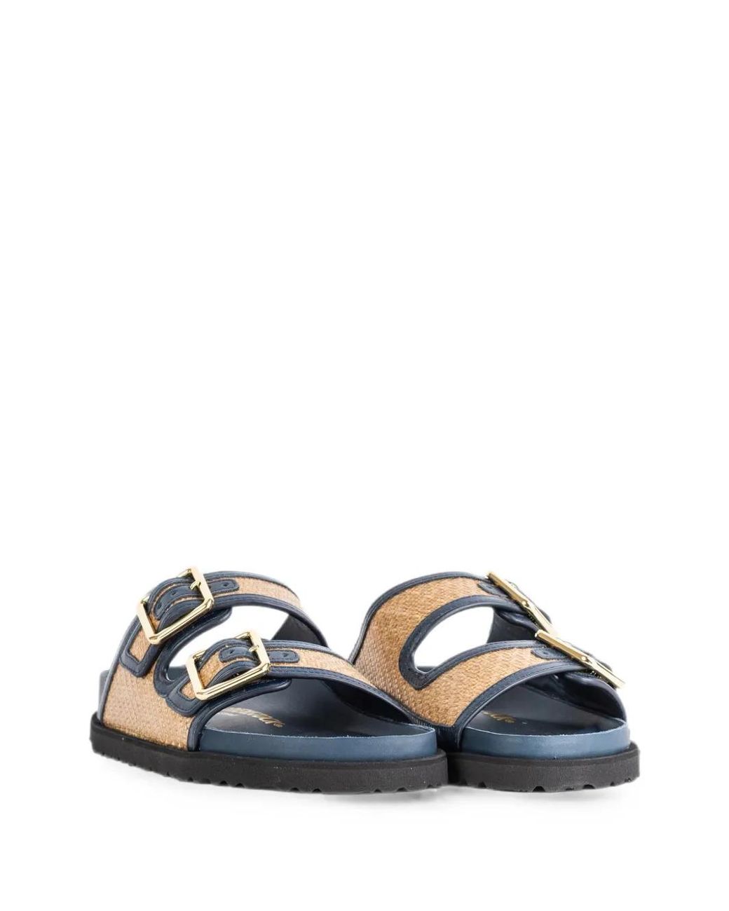 Birkenstock Blue Arizona Raffia Sandals