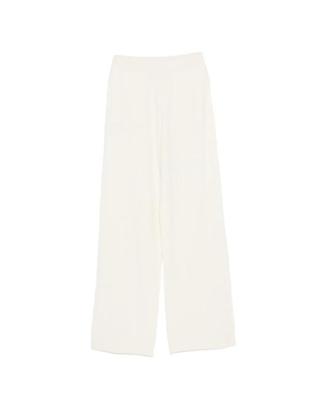 Malo White Pantalon En Maille À Taille Élastiquée