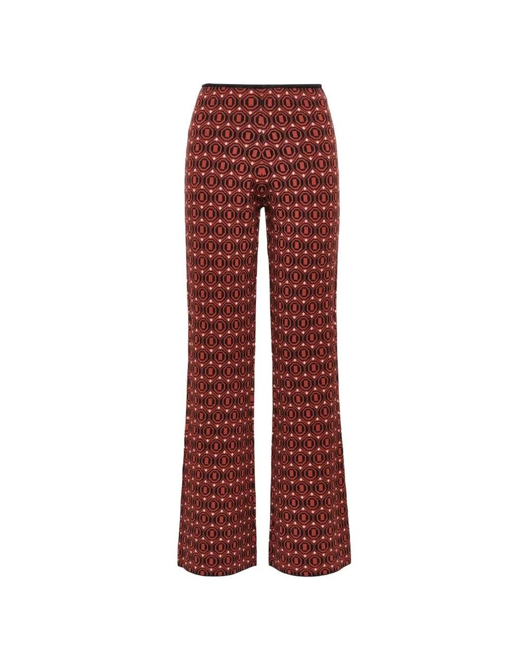 Maliparmi Red Jacquard-Knit Straight-Leg Trousers