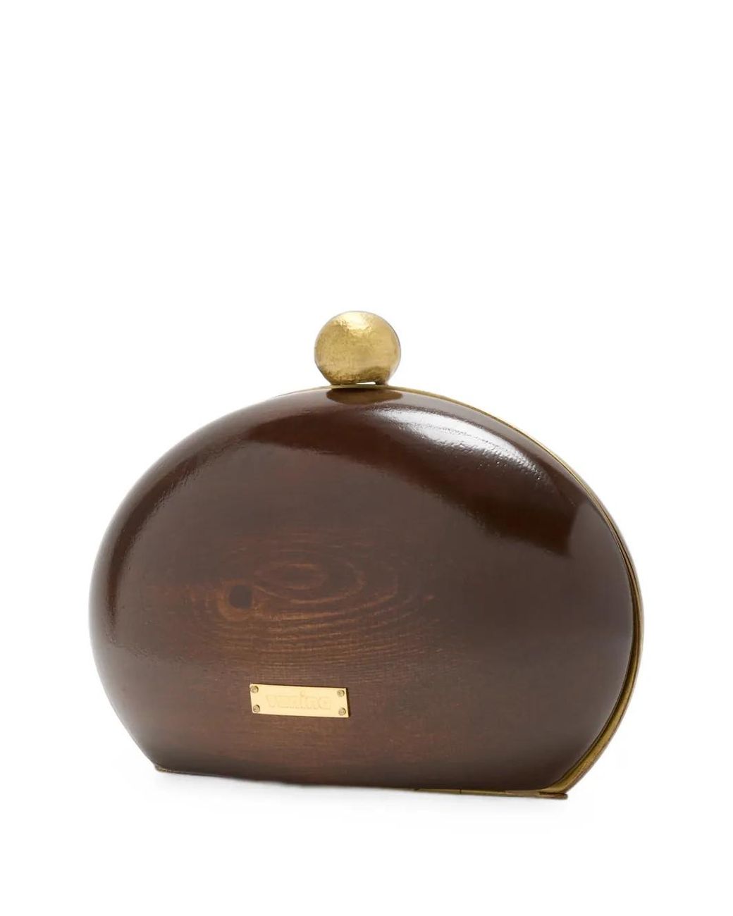 Vanina Brown Galet Chene Wood Clutch Bag