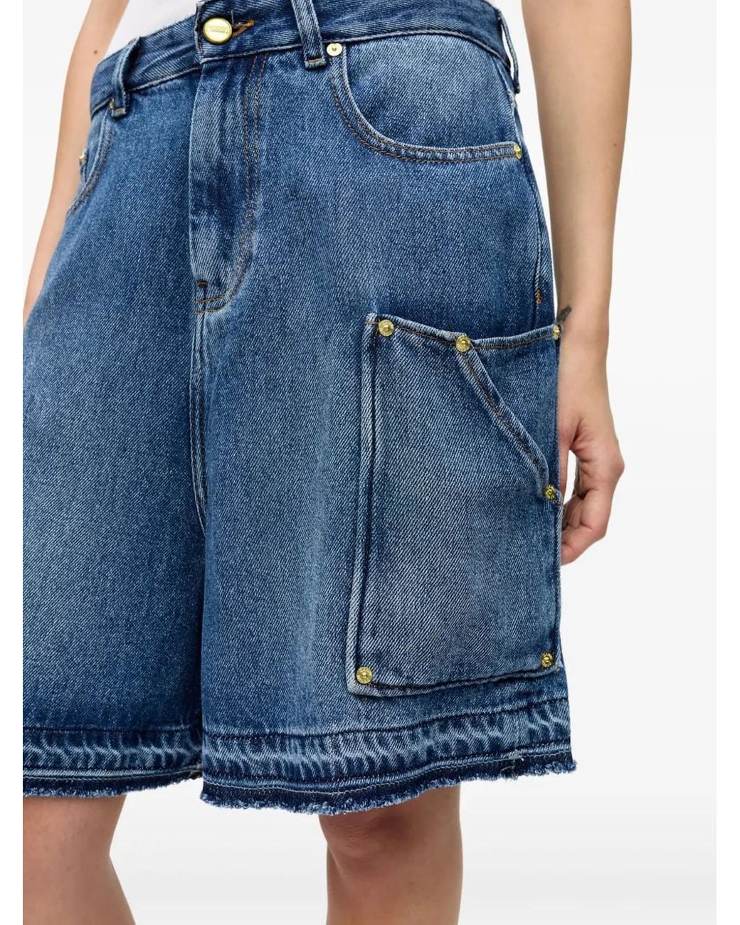 Ganni Blue Denim Bermuda Shorts
