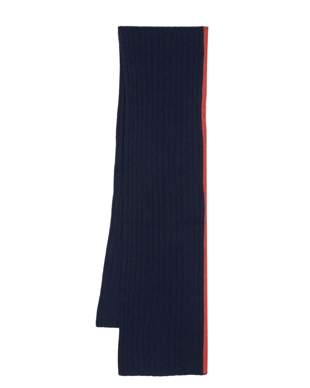 Dell'Oglio Blue Cashmere Ribbed Knit Scarf for men
