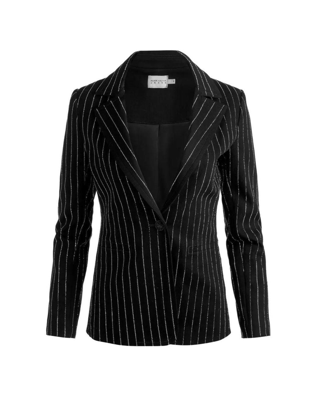 Alice + Olivia Black Macey Crystal-Embellished Denim Blazer
