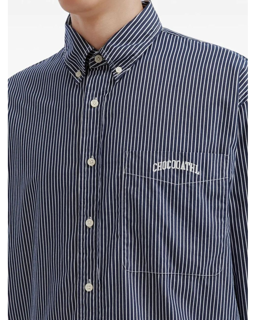 Chocoolate Blue Striped Button-Down Shirt for men
