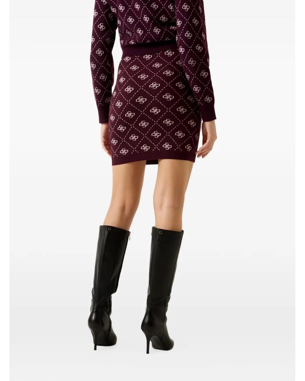 Guess Purple Sarah 4G Monogram-Print Skirt