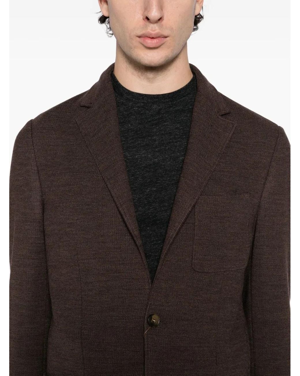 Canali Black Single-Breasted Knitted Blazer for men