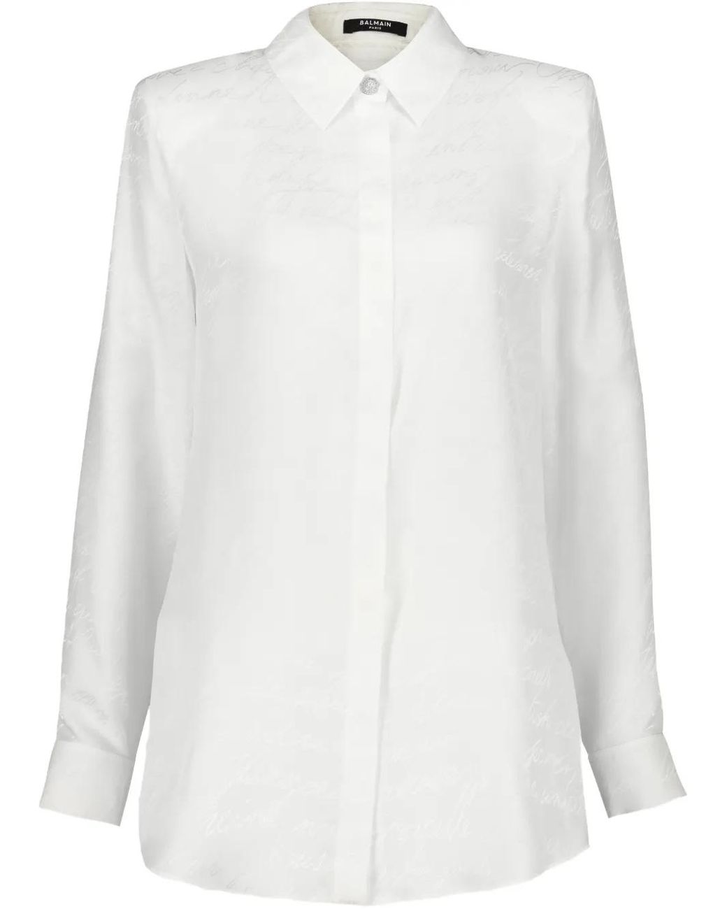 Balmain White Jacquard-Pattern Shirt