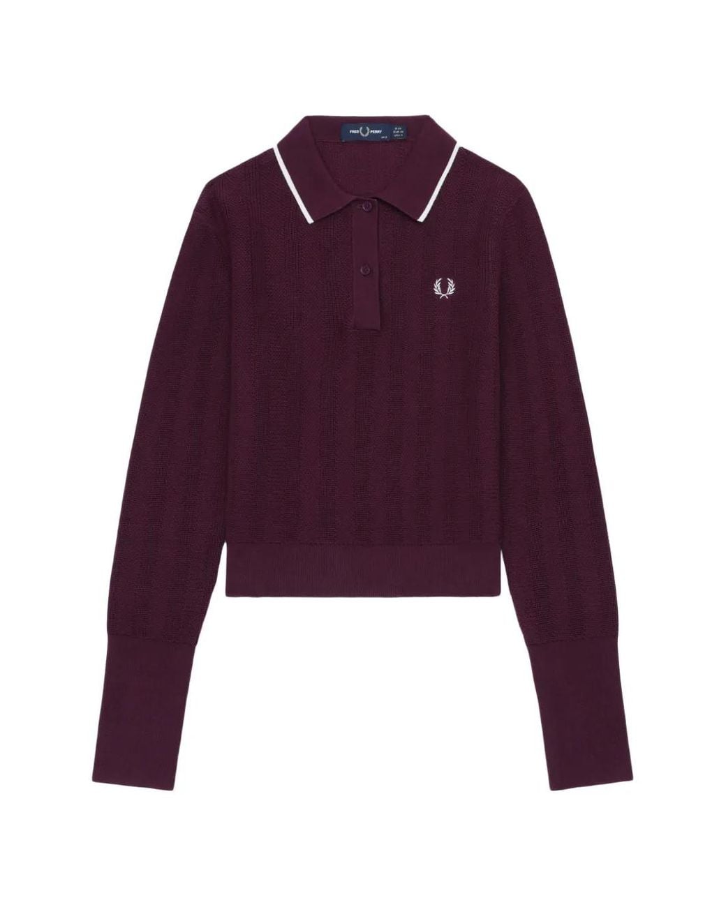 Fred Perry Purple Contrast-Trim Waffle-Knit Top