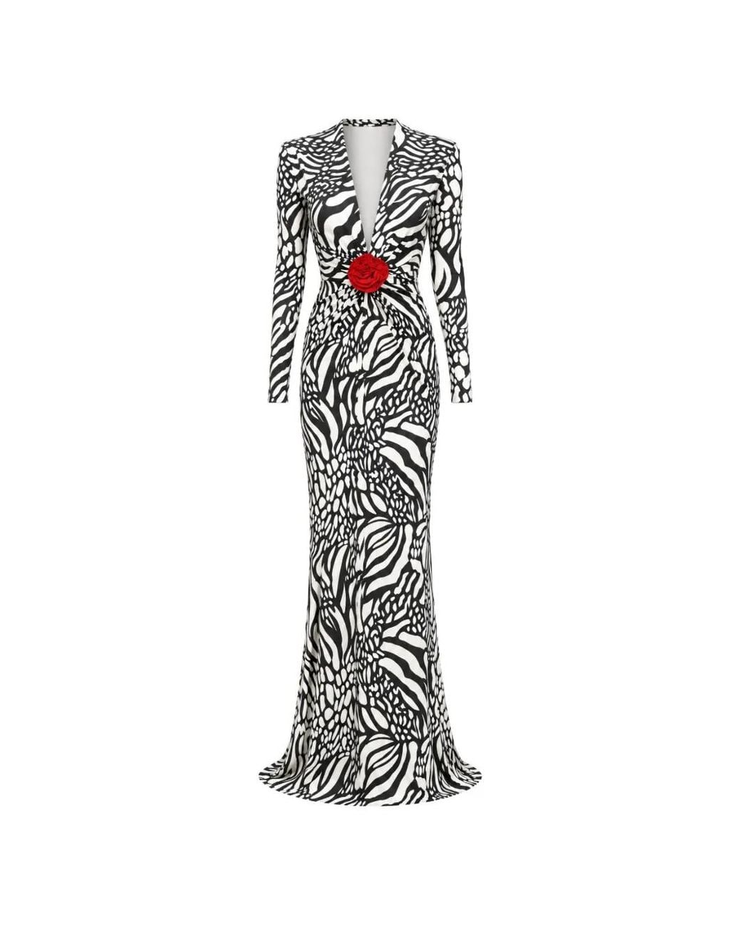ROSERRY White Mallorca Abstract-Print Gown