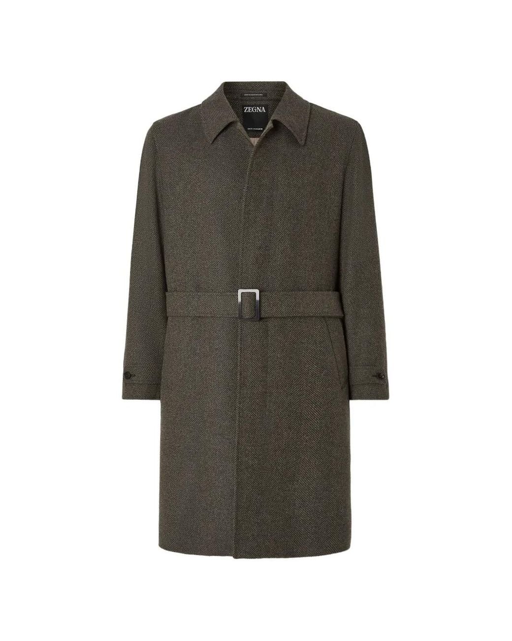 Zegna Gray Dark And Dark Oasi Cashmere Trench Coat for men