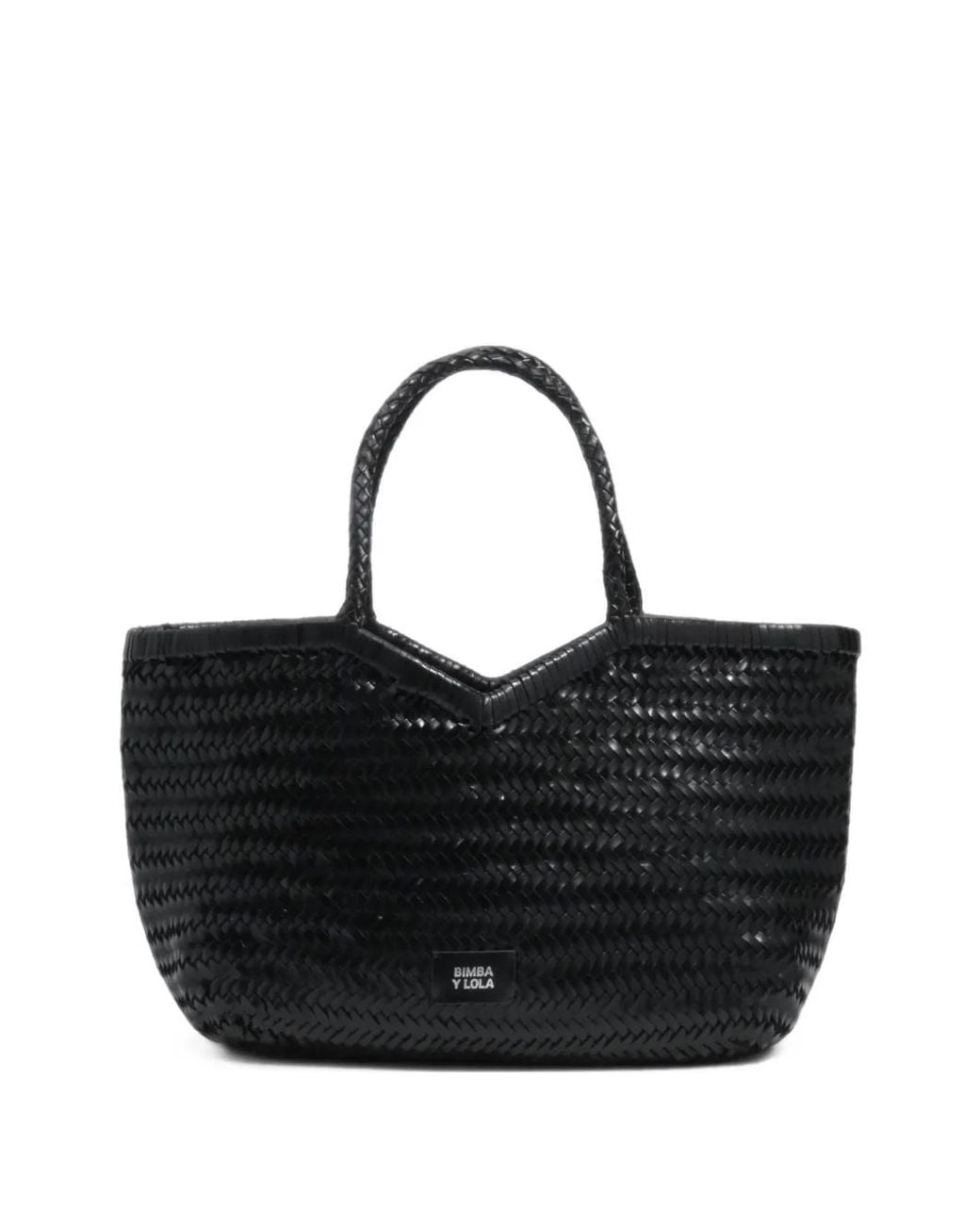 Bimba Y Lola Black Large Plaited Leather Shopper Bag