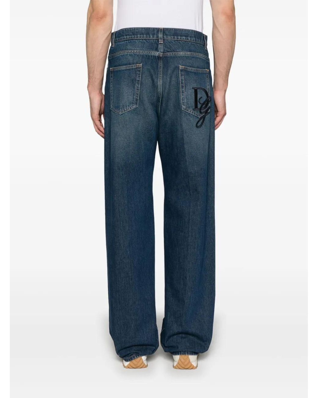 Dolce & Gabbana Blue Logo-Patch Jeans for men