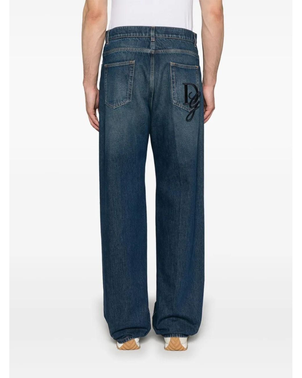 Dolce & Gabbana Blue Logo-Patch Jeans for men