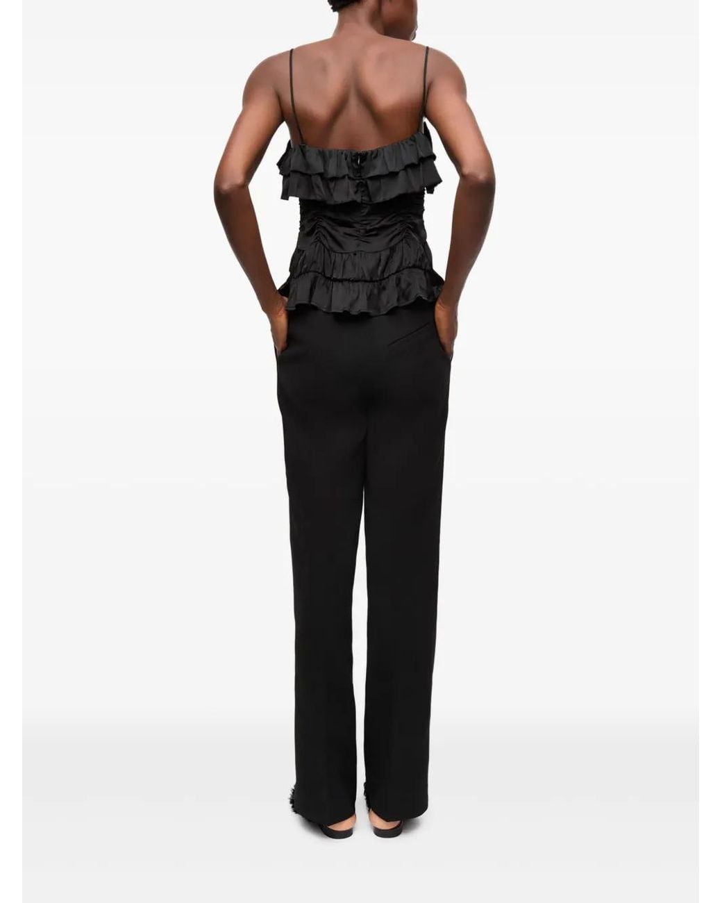 Ganni Black Draped Top