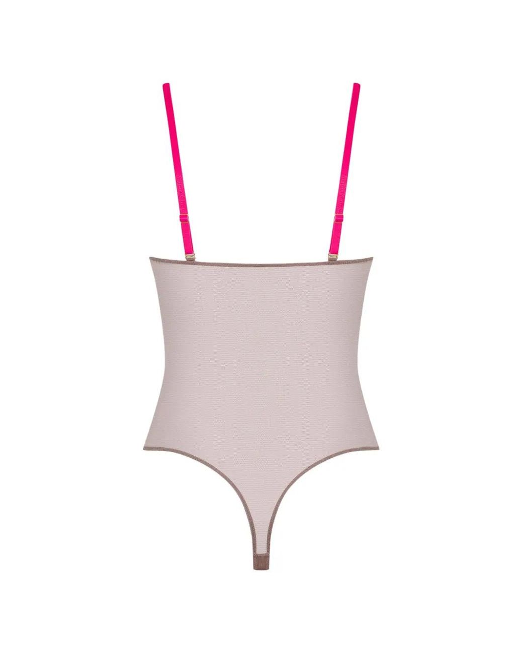 Maison Close White Corps À Corps Contrast-Strap Mesh Bodysuit