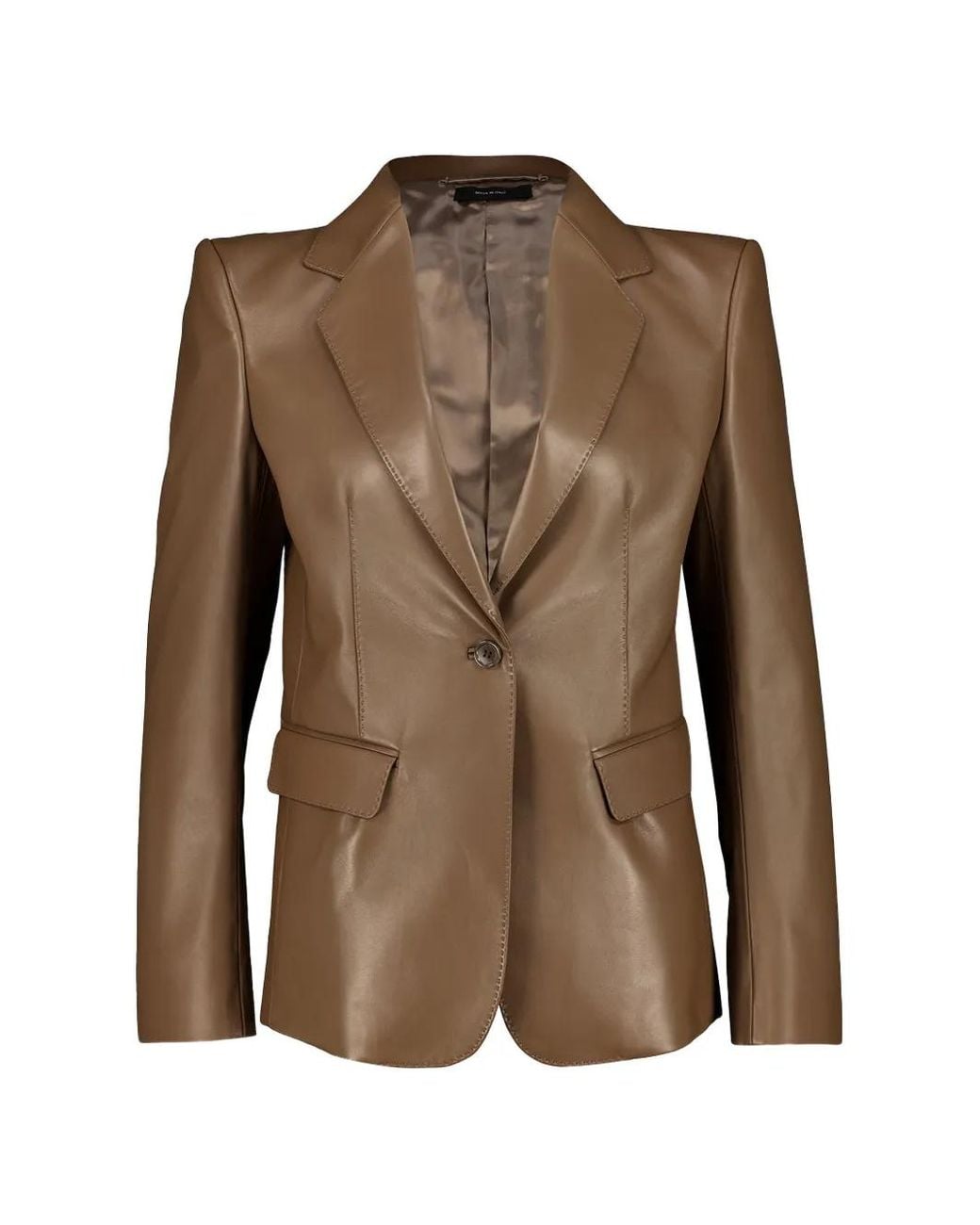 Tom Ford Brown Guanteria-Leather Single-Breasted Jacket