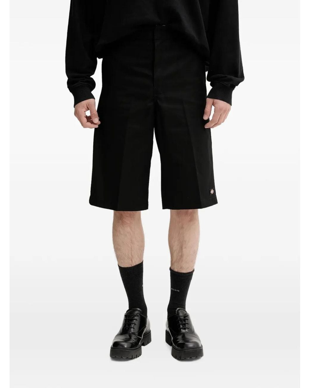 Dickies Black Logo-Patch Twill Shorts for men