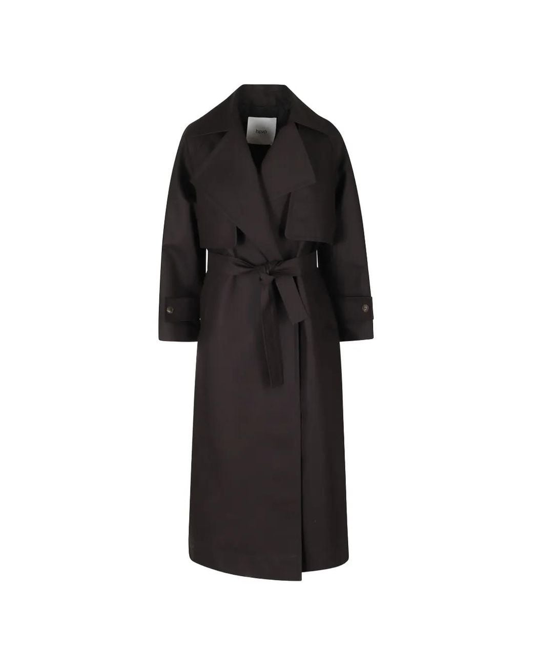 Hevò Black Margherita Belted Trench Coat
