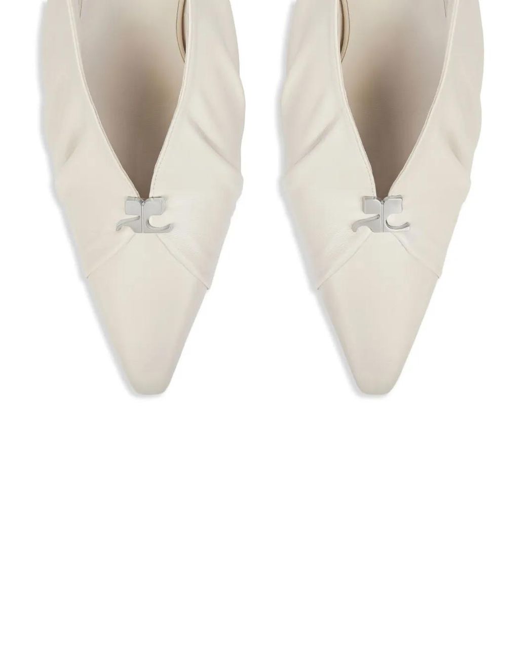 Courreges White Draped Faux Leather Pumps