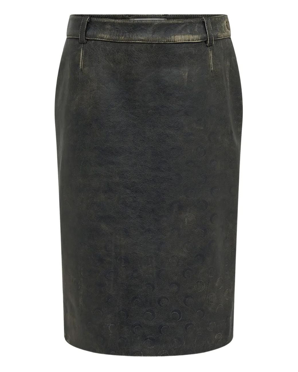 MARINE SERRE Gray Moon Leather Midi Skirt