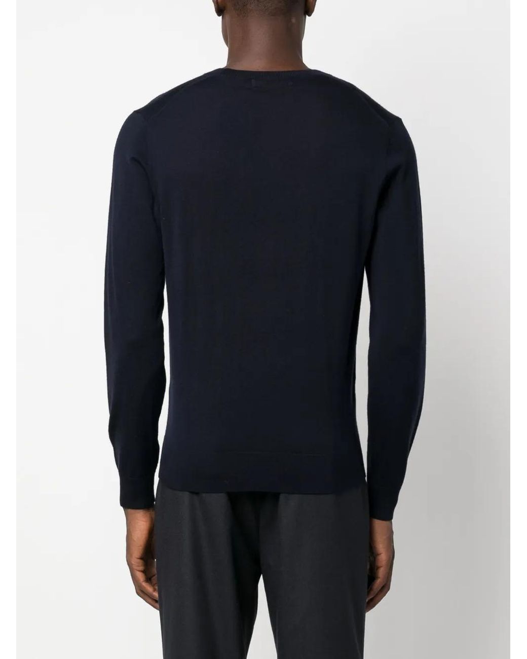 Fursac Blue Fine-Knit Crew-Neck Jumper for men