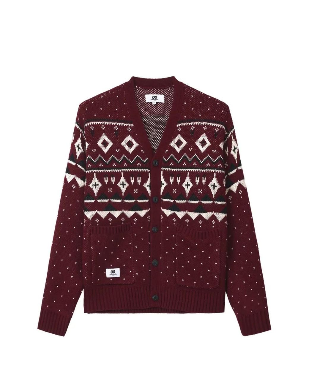 Chocoolate Red Cardigan En Maille Fair Isle for men
