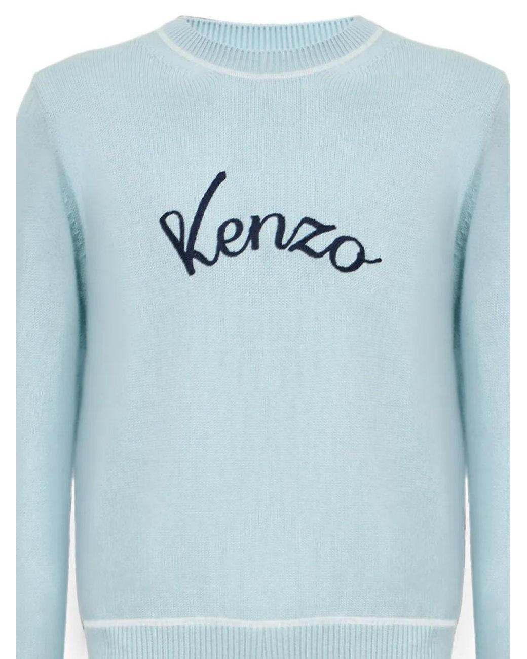 KENZO Blue Logo-Embroidered Sweater for men