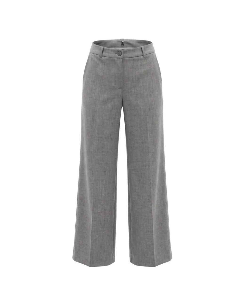 Patrizia Pepe Gray Fly Rivet Straight-Leg Trousers