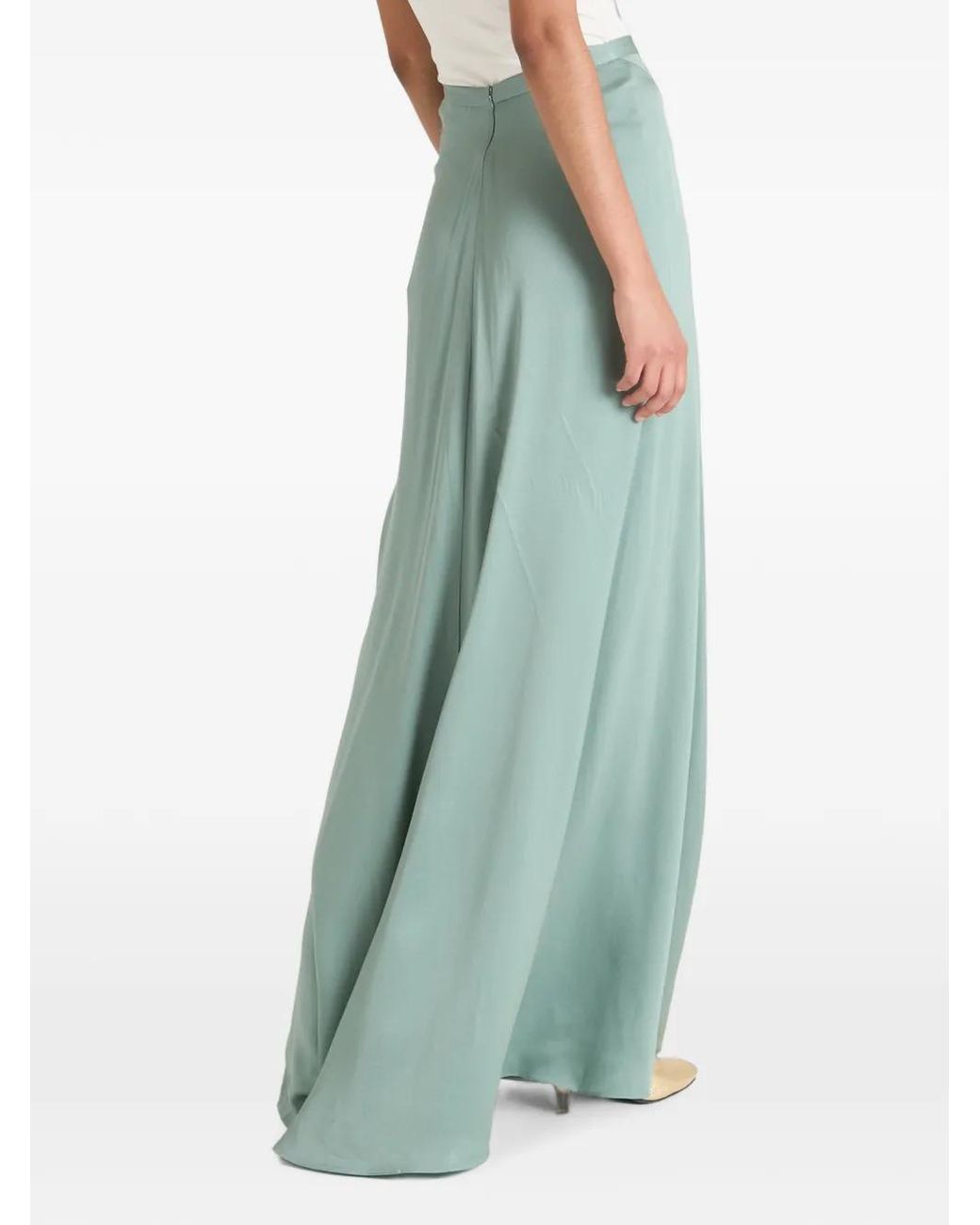 Temperley London Green Amerie Side-Slit Maxi Skirt