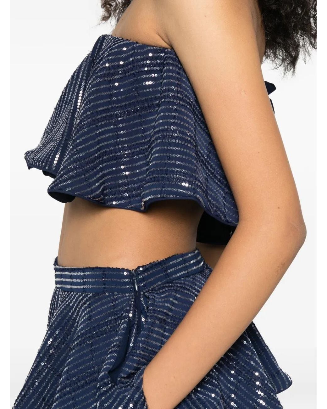 Adriana Degreas Blue Sequin-Embellished Top