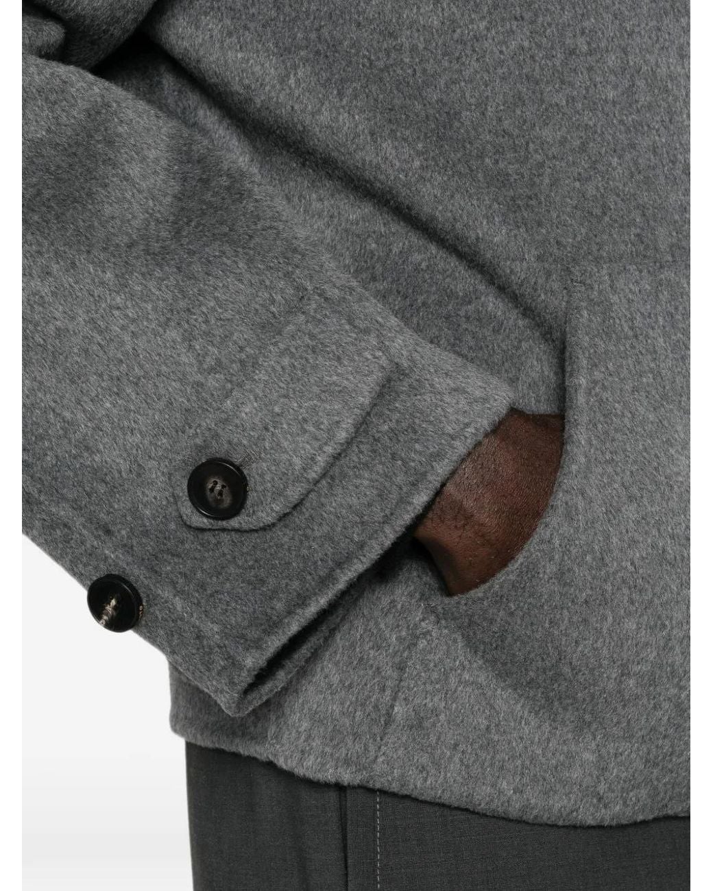 Amaranto Gray Zip-Up Buttoned-Cuff Jacket for men