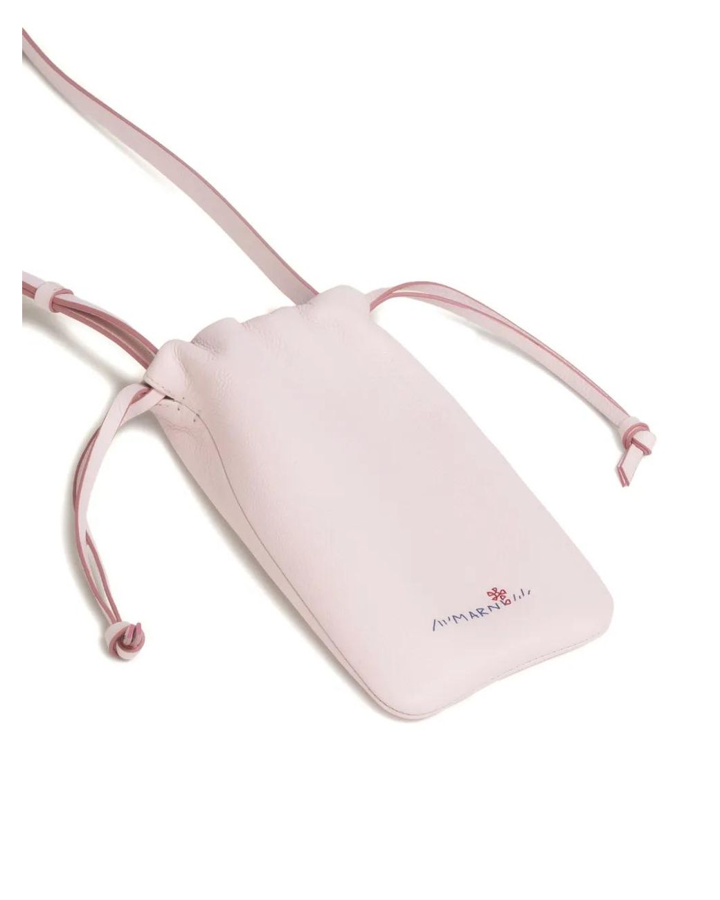 Marni Pink Embroidered-Logo Drawstring Phone Holder