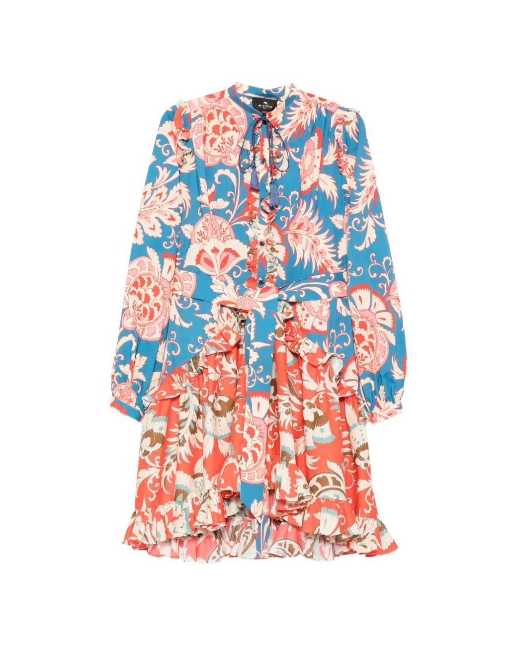 Etro White Floral Ruffled Mini Dress