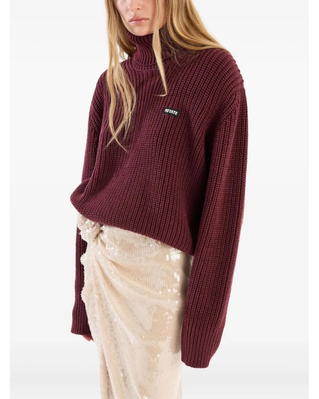 ROTATE BIRGER CHRISTENSEN Red Pullover Mit Rollkragen